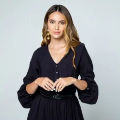 VESTIDO ADRISSA NEGRO EN TENCEL ESCOTE V 9 VESTIDO ADRISSA NEGRO EN TENCEL ESCOTE V -Feminora Moda Tienda De Ventas adrissa 2643 9983591 4 product