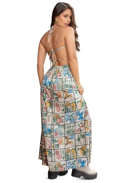 Vestido Largo Mujer Multicolor Atypical 89547 4 Vestido Largo Mujer Multicolor Atypical 89547 - Imagen 2