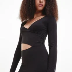 Vestido Corto De Jersey Con Recortes Negro Calvin Klein -Feminora Moda Tienda De Ventas calvin klein 8152 8682622 6 product