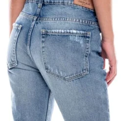 Slouchy Denim Jeans Tono Claro Con Botonadura Interna Y Rotos Color Blue -Feminora Moda Tienda De Ventas color blue 0381 7072822 5 product