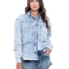 Camisa Manga Larga Oversized En Denim Con Ruedo Desflecado Color Blue