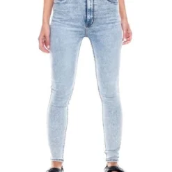 High Waist Skinny Fit Jeans Tono Claro Color Blue
