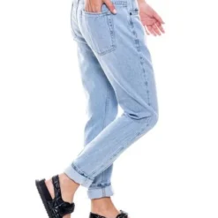 Straigth Fit Jeans Tono Claro Con Botonadura Interna Color Blue -Feminora Moda Tienda De Ventas color blue 0879 9363822 7 product
