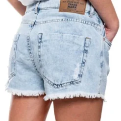Slouchy Denim Shorts Tono Claro Con Ruedo Desflecado Color Blue 13 Slouchy Denim Shorts Tono Claro Con Ruedo Desflecado Color Blue -Feminora Moda Tienda De Ventas color blue 0900 4243822 5 product