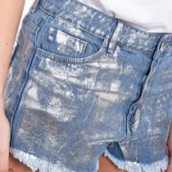 Slouchy Denim Shorts Tono Medio Con Brillo Color Blue 11 Slouchy Denim Shorts Tono Medio Con Brillo Color Blue -Feminora Moda Tienda De Ventas color blue 1229 3516822 4 product