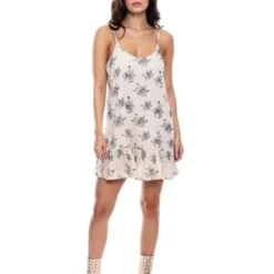 Vestido Corto De Tiras Estampado Flores Color Blue