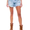 Slouchy Denim Shorts Tono Medio Con Botonadura Interna Y Rotos Color Blue -Feminora Moda Tienda De Ventas color blue 1968 0446822 1 product
