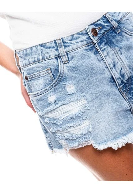 Slouchy Denim Shorts Tono Medio Con Botonadura Interna Y Rotos Color Blue 5 Slouchy Denim Shorts Tono Medio Con Botonadura Interna Y Rotos Color Blue - Imagen 3