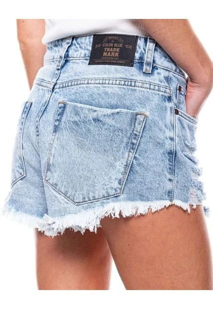 Slouchy Denim Shorts Tono Medio Con Botonadura Interna Y Rotos Color Blue 6 Slouchy Denim Shorts Tono Medio Con Botonadura Interna Y Rotos Color Blue - Imagen 4