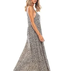 Maxi Vestido Con Abertura En Frente Estampado Animal Print Color Blue -Feminora Moda Tienda De Ventas color blue 2009 8746822 6 product