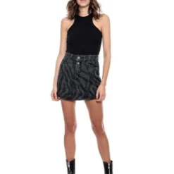 Falda High Waist En Black Denim Color Blue -Feminora Moda Tienda De Ventas color blue 2040 0056822 3 product