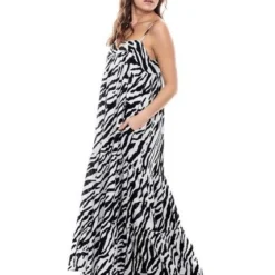 Maxi Vestido De Tiras Estampado Cebra Color Blue -Feminora Moda Tienda De Ventas color blue 2172 2586822 3 product