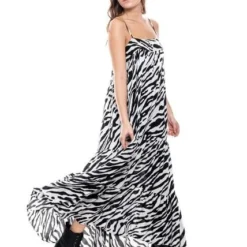 Maxi Vestido De Tiras Estampado Cebra Color Blue -Feminora Moda Tienda De Ventas color blue 2172 2586822 6 product