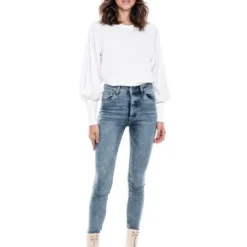 High Waist Skinny Jeans Tono Medio Con Botonadura Interna Color Blue -Feminora Moda Tienda De Ventas color blue 2233 1916822 3 product