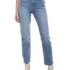 High Waist Straight Fit Jeans Tono Medio Con Botonadura Interna Color Blue