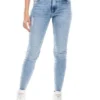 Medium Waist Skinny Fit Jeans Tono Medio Con Rotos Y Ruedo Desflecado Color Blue