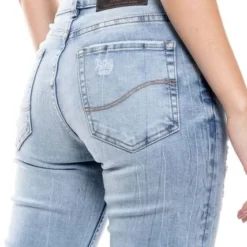 Medium Waist Skinny Fit Jeans Tono Medio Con Rotos Y Ruedo Desflecado Color Blue -Feminora Moda Tienda De Ventas color blue 2621 6815222 4 product