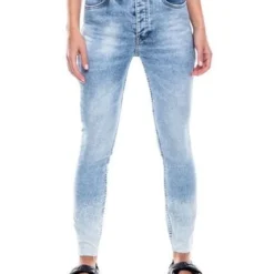 High Waist Skinny Fit Jeans Tono Claro Con Botonadura Interna Color Blue
