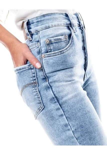 High Waist Skinny Fit Jeans Tono Claro Con Botonadura Interna Color Blue 6 High Waist Skinny Fit Jeans Tono Claro Con Botonadura Interna Color Blue - Imagen 4