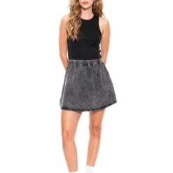 Falda Corta En Chambray Eco Recycle Color Blue -Feminora Moda Tienda De Ventas color blue 2826 9257822 6 product