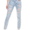 Slouchy Fit Jeans Tono Claro Con Rotos Y Botonaura Interna Color Blue