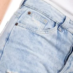 Slouchy Fit Jeans Tono Claro Con Rotos Y Botonaura Interna Color Blue -Feminora Moda Tienda De Ventas color blue 2833 8856222 4 product