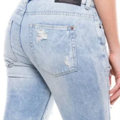 Slouchy Fit Jeans Tono Claro Con Rotos Y Botonaura Interna Color Blue -Feminora Moda Tienda De Ventas color blue 2833 8856222 5 product