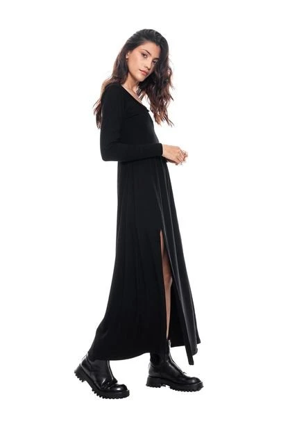 Vestido Manga Larga Con Abertura En Frente Y Tira Para Anudar En Espalda Color Blue 6 Vestido Manga Larga Con Abertura En Frente Y Tira Para Anudar En Espalda Color Blue - Imagen 4