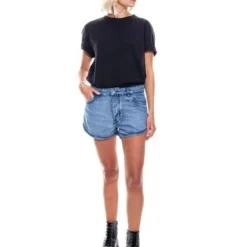 Slouchy Denim Shorts Tono Medio Con Botonadura Interna Color Blue 11 Slouchy Denim Shorts Tono Medio Con Botonadura Interna Color Blue -Feminora Moda Tienda De Ventas color blue 3470 9358822 3 product