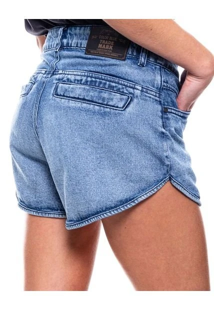 Slouchy Denim Shorts Tono Medio Con Botonadura Interna Color Blue 7 Slouchy Denim Shorts Tono Medio Con Botonadura Interna Color Blue - Imagen 5