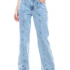 High Waist Flare Jeans Tono Claro Con Cortes Delanteros Color Blue -Feminora Moda Tienda De Ventas color blue 4550 4339822 1 product