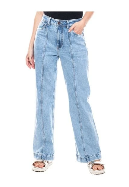 High Waist Flare Jeans Tono Claro Con Cortes Delanteros Color Blue 3 High Waist Flare Jeans Tono Claro Con Cortes Delanteros Color Blue