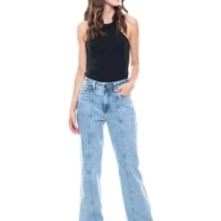 High Waist Flare Jeans Tono Claro Con Cortes Delanteros Color Blue 11 High Waist Flare Jeans Tono Claro Con Cortes Delanteros Color Blue -Feminora Moda Tienda De Ventas color blue 4555 4339822 3 product