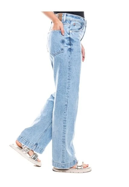 High Waist Flare Jeans Tono Claro Con Cortes Delanteros Color Blue 9 High Waist Flare Jeans Tono Claro Con Cortes Delanteros Color Blue - Imagen 7