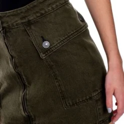 Falda Corta High Waist Teñido Old Wash Con Bolsillos Y Cremallera Color Blue -Feminora Moda Tienda De Ventas color blue 8194 8910922 4 product