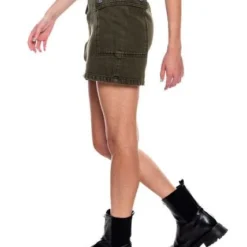 Falda Corta High Waist Teñido Old Wash Con Bolsillos Y Cremallera Color Blue -Feminora Moda Tienda De Ventas color blue 8194 8910922 6 product