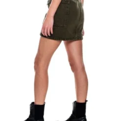 Falda Corta High Waist Teñido Old Wash Con Bolsillos Y Cremallera Color Blue -Feminora Moda Tienda De Ventas color blue 8194 8910922 7 product
