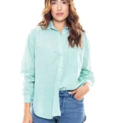 Camisa Manga Larga De Rayas Oversized Color Blue