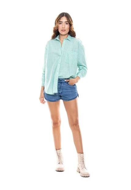 Camisa Manga Larga De Rayas Oversized Color Blue 5 Camisa Manga Larga De Rayas Oversized Color Blue - Imagen 3