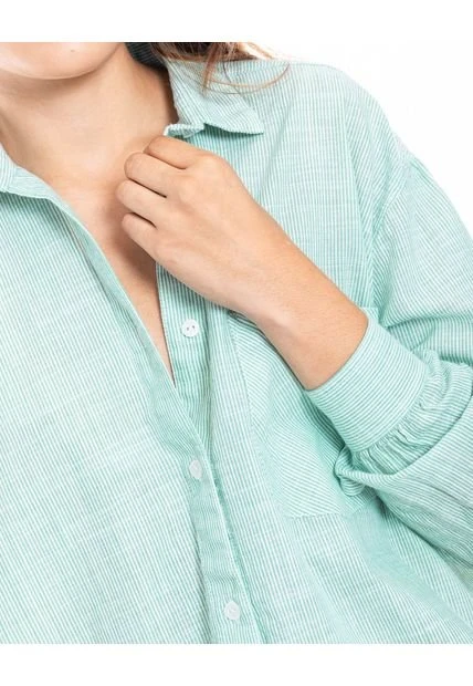 Camisa Manga Larga De Rayas Oversized Color Blue 7 Camisa Manga Larga De Rayas Oversized Color Blue - Imagen 5