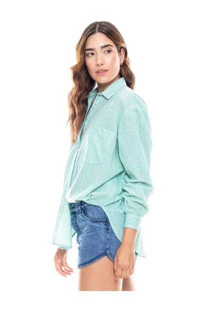 Camisa Manga Larga De Rayas Oversized Color Blue 8 Camisa Manga Larga De Rayas Oversized Color Blue - Imagen 6