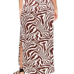 Falda Larga Con Aberturas Laterales Estampado Animal Print Color Blue -Feminora Moda Tienda De Ventas color blue 8975 3256222 2 product