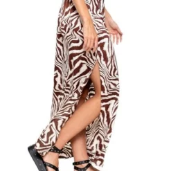 Falda Larga Con Aberturas Laterales Estampado Animal Print Color Blue -Feminora Moda Tienda De Ventas color blue 8975 3256222 4 product