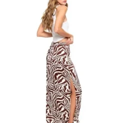 Falda Larga Con Aberturas Laterales Estampado Animal Print Color Blue -Feminora Moda Tienda De Ventas color blue 8975 3256222 5 product