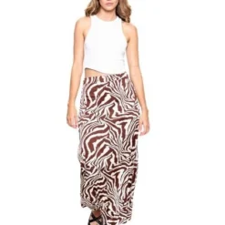 Falda Larga Con Aberturas Laterales Estampado Animal Print Color Blue -Feminora Moda Tienda De Ventas color blue 8975 3256222 6 product