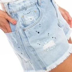 Denim Shorts Tono Medio Con Rotos Eco Recycle Color Blue -Feminora Moda Tienda De Ventas color blue 9351 0440822 4 product