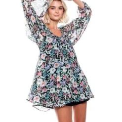 Vestido Corto Manga Larga Con Estampado De Flores (Lleva Vestido Corto Tiras Intermedio) Color Blue 10 Vestido Corto Manga Larga Con Estampado De Flores (Lleva Vestido Corto Tiras Intermedio) Color Blue -Feminora Moda Tienda De Ventas color blue 9561 3120822 2 product