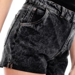 High Waist Black Denim Shorts Con Botonadura Interna Color Blue -Feminora Moda Tienda De Ventas color blue 9999 6302822 4 product