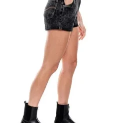 High Waist Black Denim Shorts Con Botonadura Interna Color Blue -Feminora Moda Tienda De Ventas color blue 9999 6302822 6 product