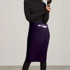 Commando Faux Patent Leather Midi Skirt Morada -Feminora Moda Tienda De Ventas commando 4520 0977891 3 product